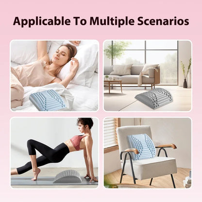 Lumbar device for physical stretching and massage relaxation of waist and back, yoga spine corrector for back opening pillow.