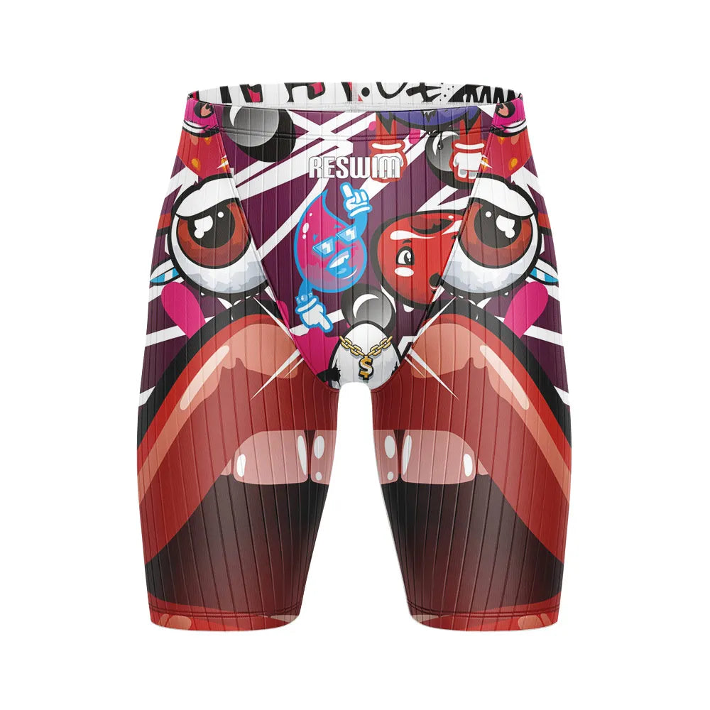 Men's Swim Jammer Swimsuit Swimming Trunks Beach Tights Shorts Athletic Training Swimwear Pool Suit Running Surfing Pants