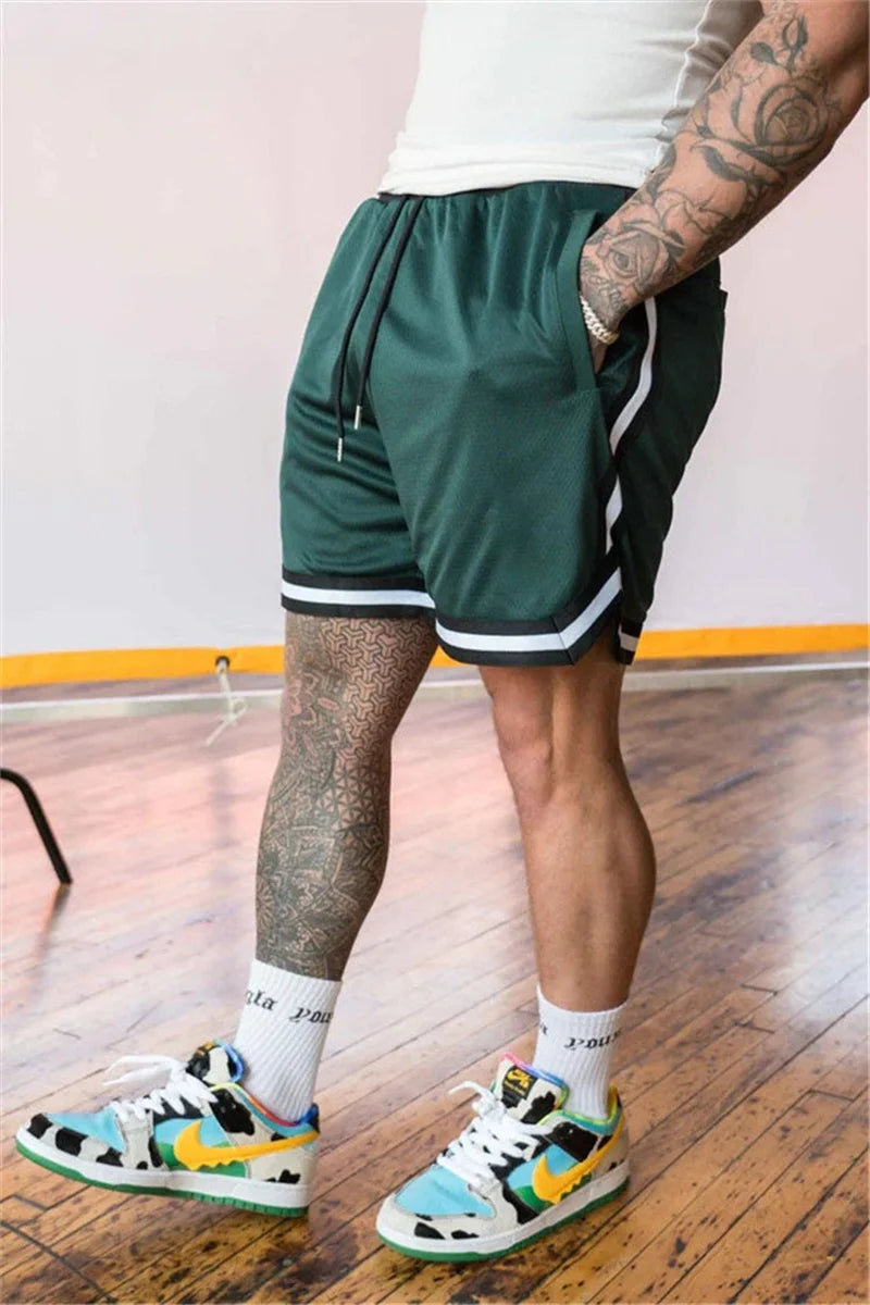 Men's double-decker Sports Shorts Mesh Quick Dry Loose Training Shorts men new Summer Fitness Joggers Casual Breathable Shorts