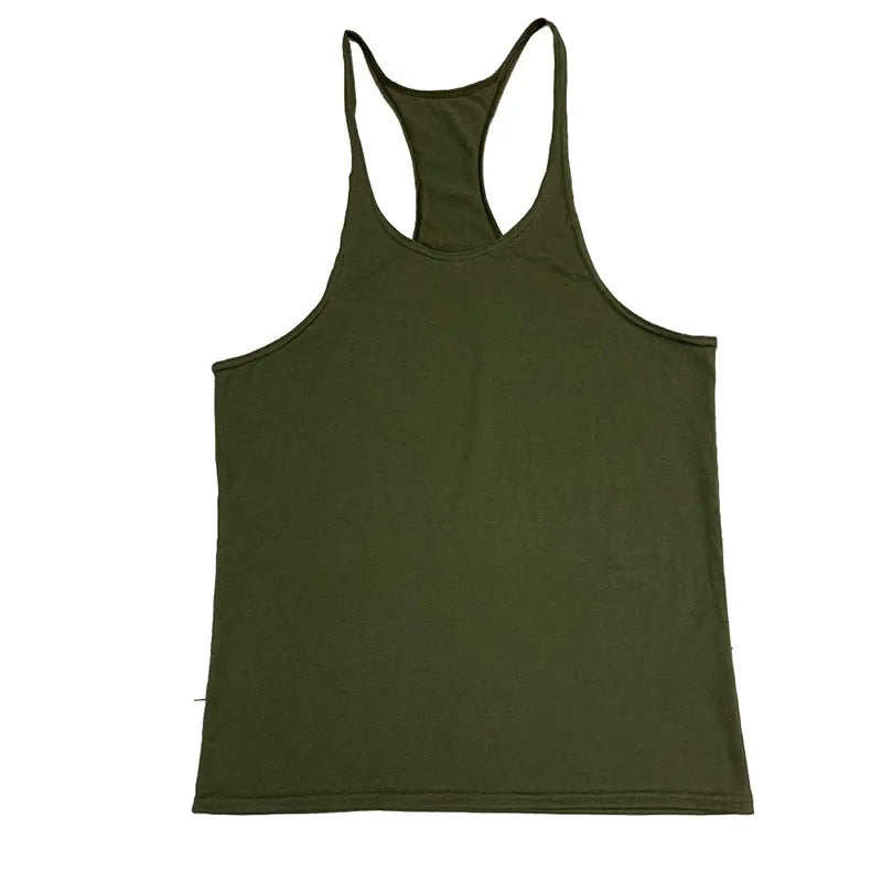 European American Summer Casual Exercise Workout Training Vest Men's Solid Color plus Size I-Shaped Vest