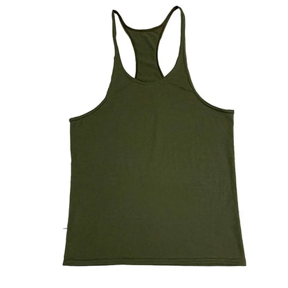 European American Summer Casual Exercise Workout Training Vest Men's Solid Color plus Size I-Shaped Vest