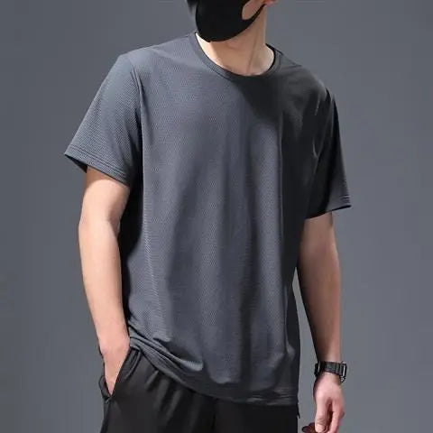 Plus Size 10XL 150KG summer Men sports Quick dry tshirts Short sleeve hole Breathable out door tees large size elasticity tops