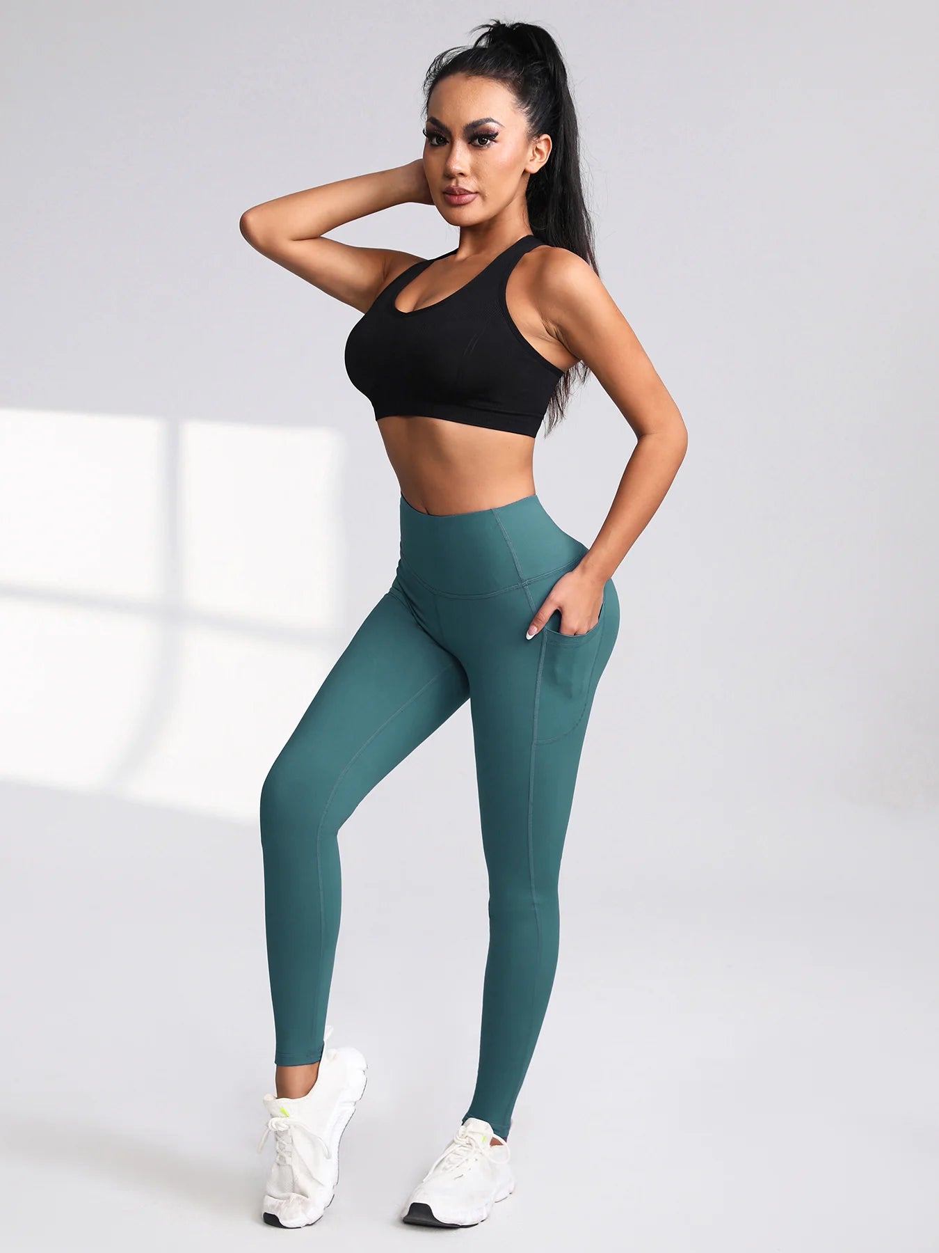 S-2XL Autumn Pockets Gym Leggings Women Push Up High Waist Running Outdoors Sports Leggings Women Activewear Stretch Pants