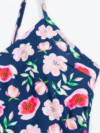 Floral Print Female Swimwear One Piece Swimsuit Women Monokini High Cut Vintage Bathing Suit Swim Beachwear Bodysuit Bather