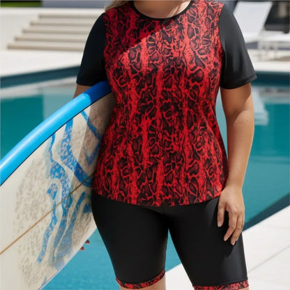 XL-6XL Plus Size Tankini Rash Guard Short Sleeve Swimsuit Women's Push Up Large Size 3XL 4XL Swimsuit Summer Tummy Control Swimwear Tankini Sets