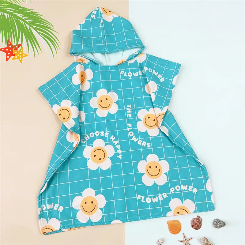 Beach Towel for Boys Girls Hooded Bath Towel Wrap Toddler Pool Towel with Hood Microfiber Absorbent Sweat-absorbent Swim Robe