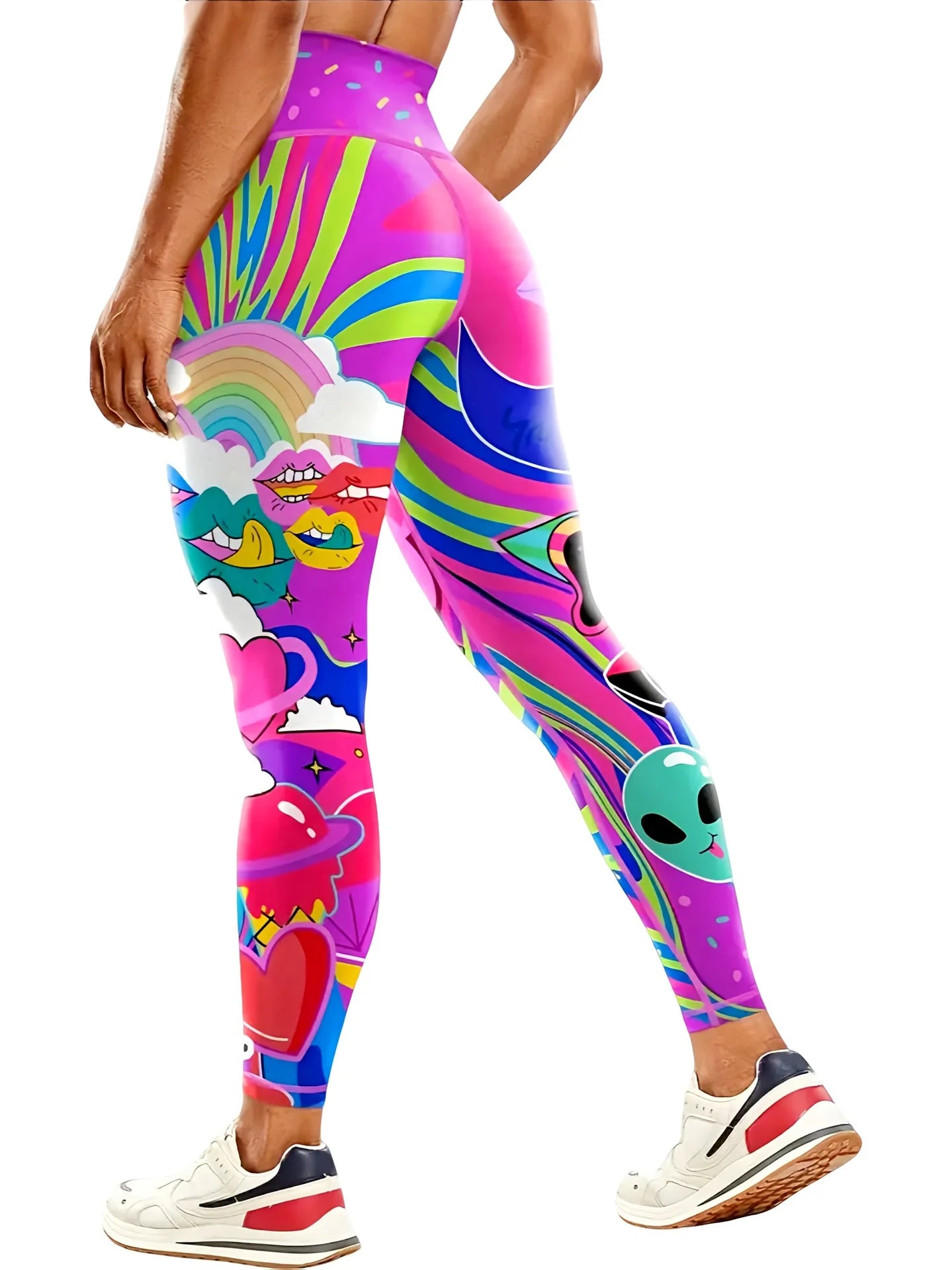 Women's 50-color high-waist printed yoga pants, hip-lifting tight quick-drying sports yoga pants