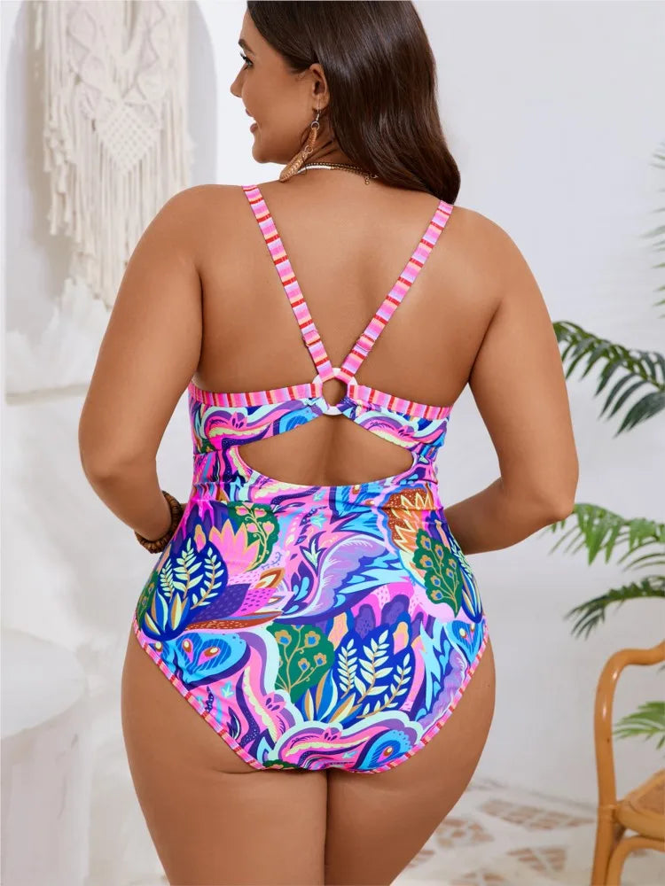 One Piece Plus Size Women Push Up Large Size Swimsuit Summer Big Size Tummy Control Swimwear Bikini Sets