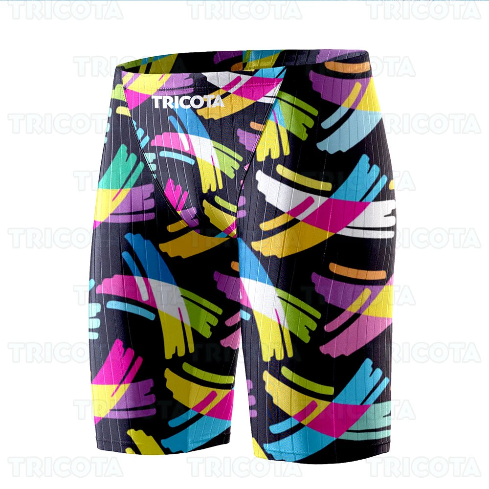 Summer Men Jammer Swimming Trunks Endurance Athletic Training Swim Shorts Outdoor Beach Quick Dry Tight  Jammers Surfing Trunks