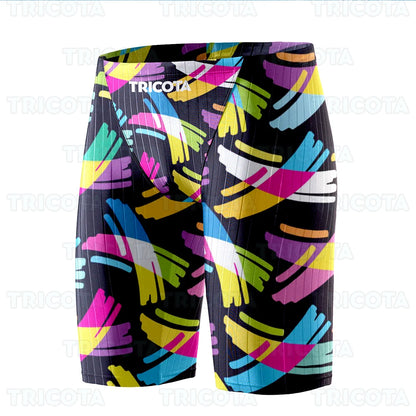 Summer Men Jammer Swimming Trunks Endurance Athletic Training Swim Shorts Outdoor Beach Quick Dry Tight  Jammers Surfing Trunks