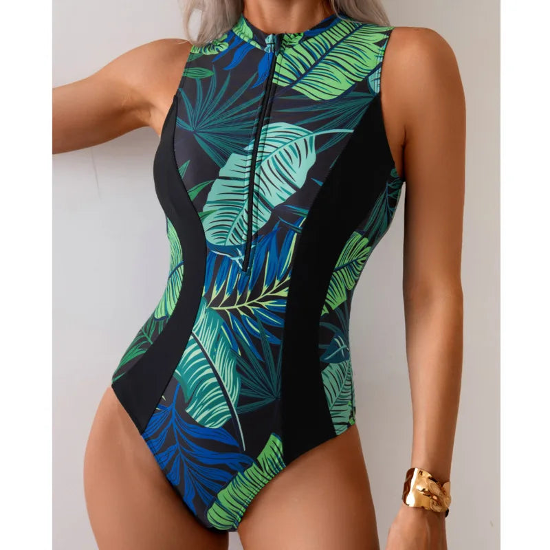 Print Swimsuits One Piece Women's Closed Swimwear Sports Swimming Wear Bodysuit Bathing Suits Beachwear Pool Bather