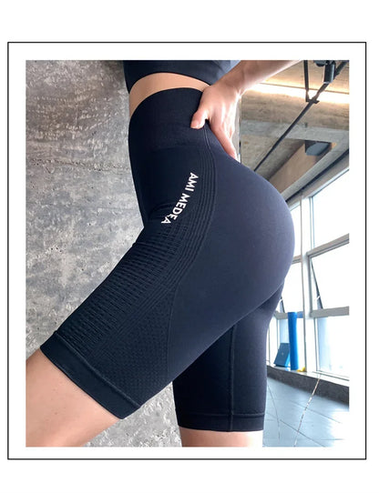 Yoga Stretchy Biker Yoga Shorts  Athletic Running Workout Gym Shorts Butt Lift Tummy Control Workout Shorts 8 Inches
