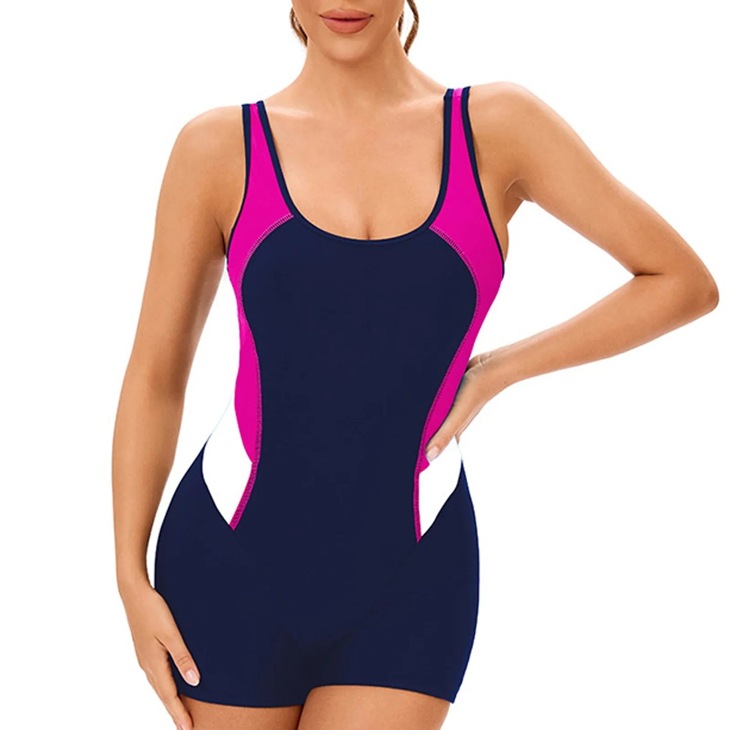 Swimsuit women Professional Sport One Piece Swimsuits Patchwork Sleeveless Backless Swimsuit With Breast Pad Swimwear