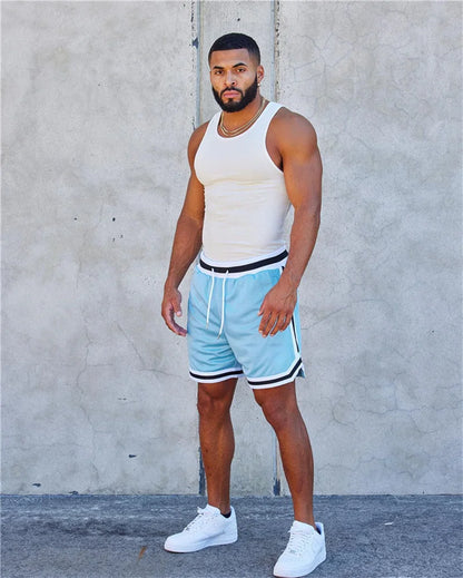Men's double-decker Sports Shorts Mesh Quick Dry Loose Training Shorts men new Summer Fitness Joggers Casual Breathable Shorts