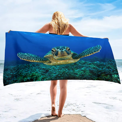 Adults Oversized Beach Towels Sand Free Sea Turtle Beach Towels Quick Dry Large Bath Towels Microfiber Lightweight Travel Towel