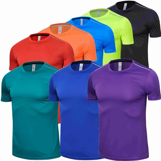 High Quality Spandex Men Running T Shirt Quick Dry Fitness Shirt Training Exercise Clothes Gym Sports Shirts Tops