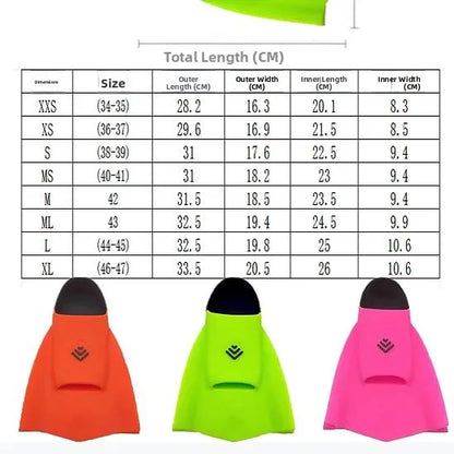 Professional Swimming Silicone Fin Classic Teen for Adults And Children Durable Comfortable Footwear for Aquatic Sports