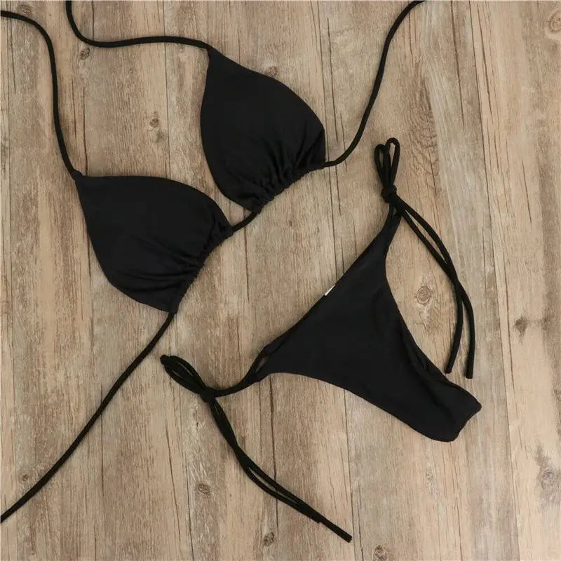 Summer Swimsuit Women Bikini Set Push-up Padded Bra Thong Two Pieces Swimwear Beachwear Bathing Suit female swimsuits