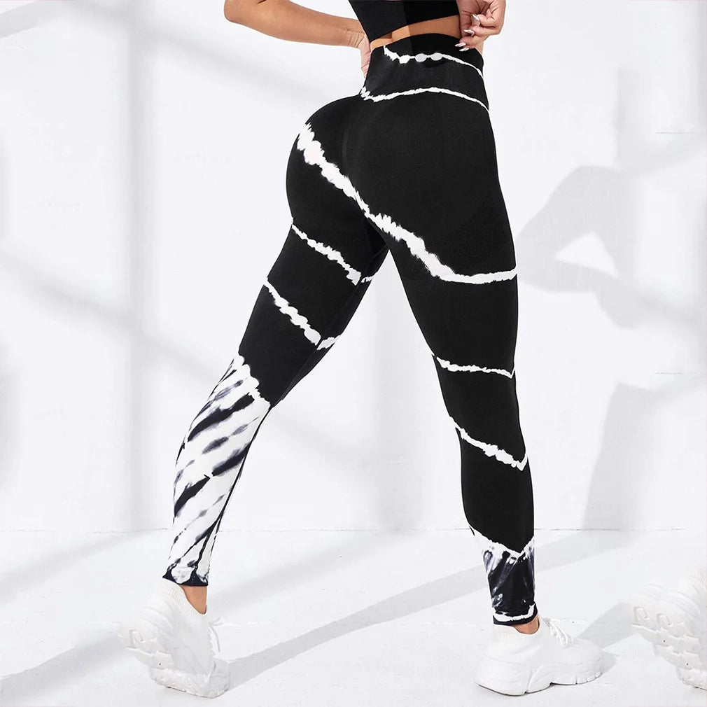 3D Colorful Tie-Dye Print Women's Yoga Pants Fashion Creative Design Gym Fitness Leggings Simple Stripe Comfortable Elastic Pant