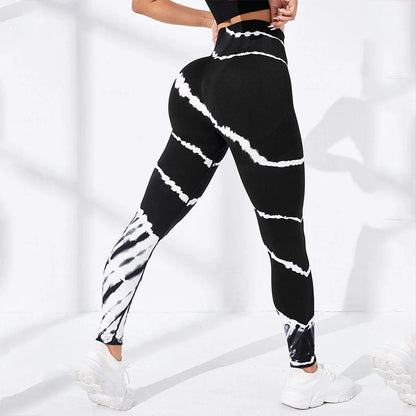 3D Colorful Tie-Dye Print Women's Yoga Pants Fashion Creative Design Gym Fitness Leggings Simple Stripe Comfortable Elastic Pant