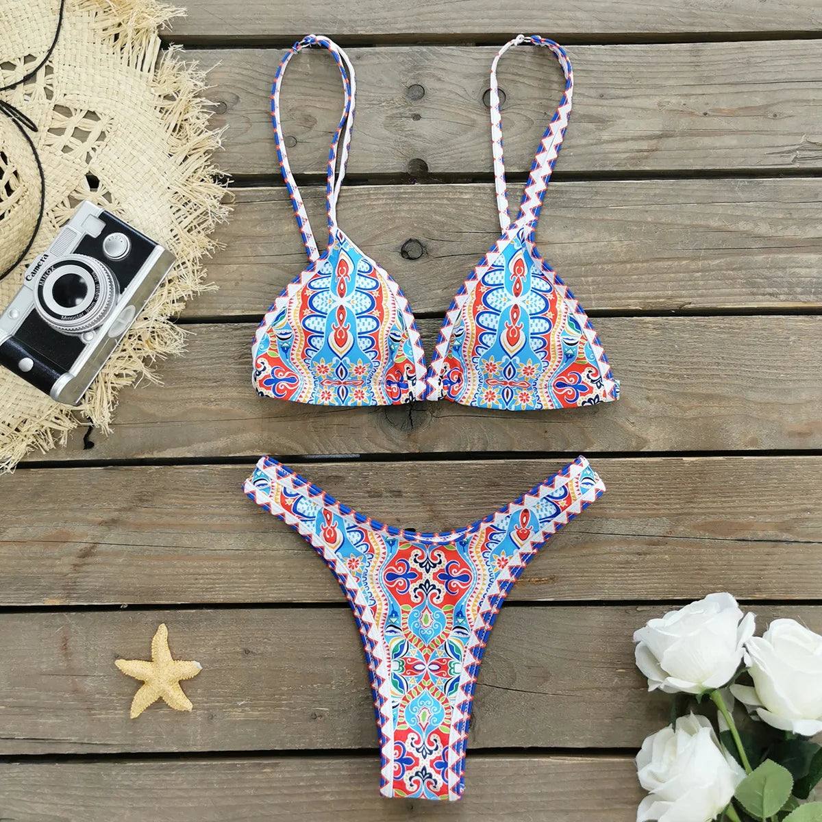 Brazilian Bikini Set Women Print Biquini Female Cut Bikinis Swimwear Push Up Swimsuit Bath Suit