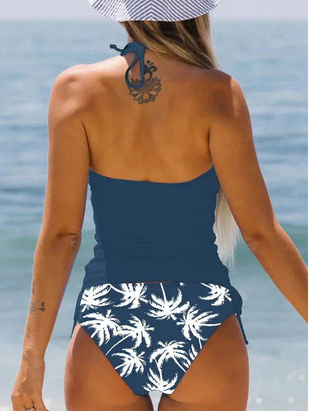 Summer Fashion Casual Vacation Swimsuit Women's Seaside Sunset Dusk Printed Bikini Two Piece Set S-6XL