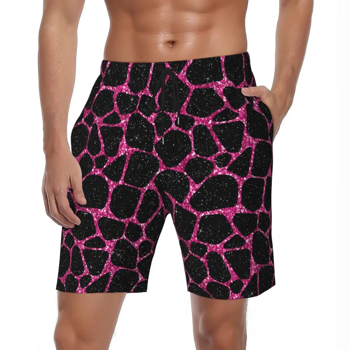 Rainbow Giraffe Board Shorts Summer Animal Print Board Short Pants Men Printed Running Surf Breathable Swim Trunks