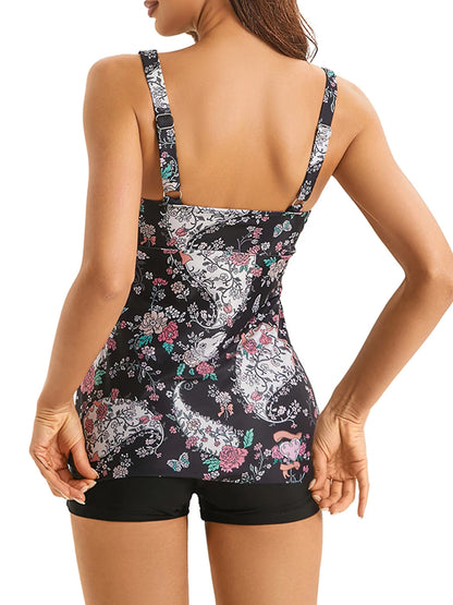 Floral Swimwear Female Printed Tankini Set Two Pieces Padded Swimsuit Women Bathers Bathing Swimming Swim Suit Beachwear