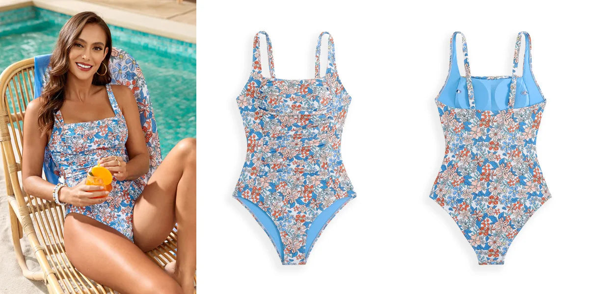 Floral One Piece Swimsuits Closed Women's Swimwear Push Up For Swimming Wear Body Bathing Suits Beachwear Pool Bather