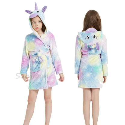 Children Bath Robe Baby Towel Children's Unicorn Hooded Bathrobes for Boys Girls