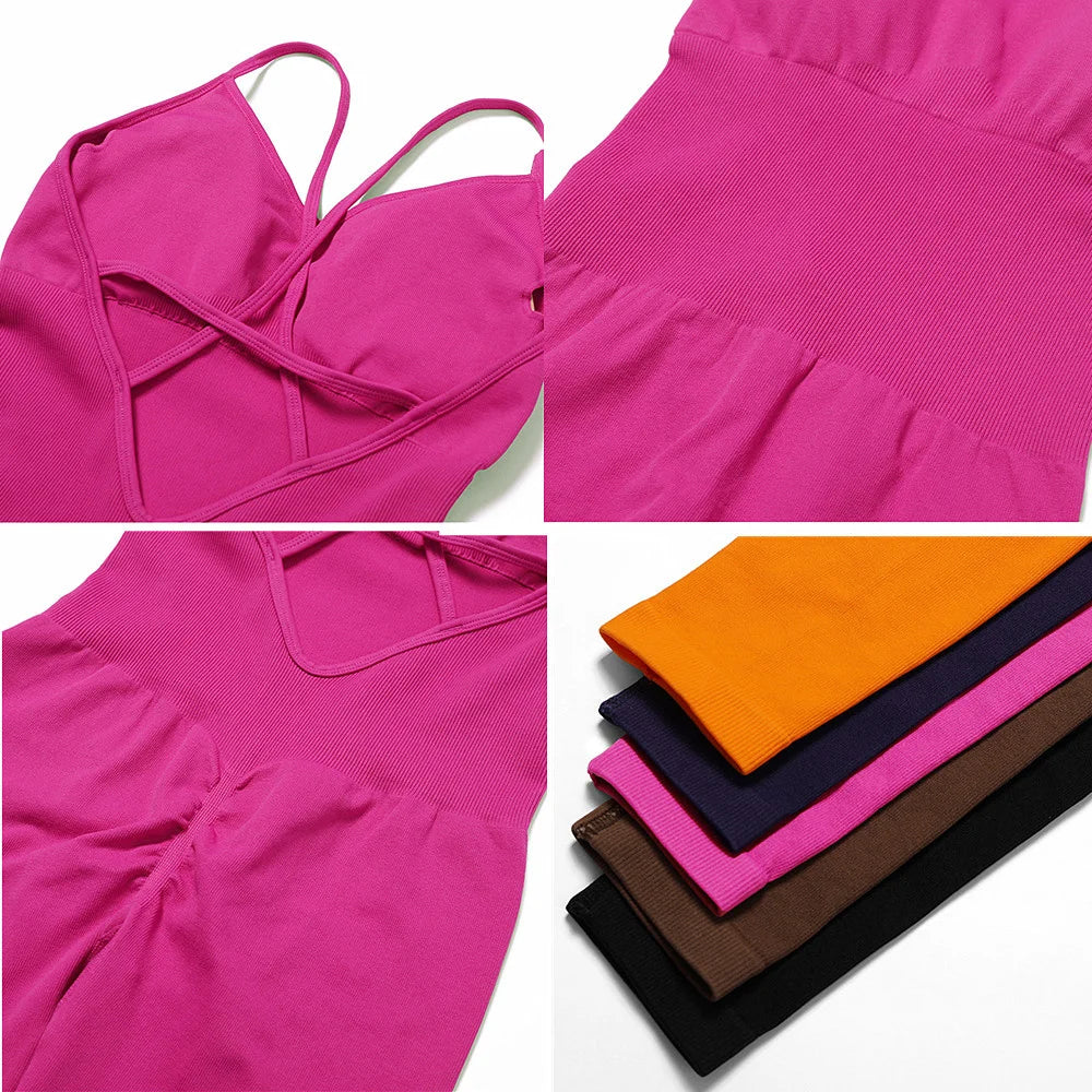 Women's V-Neck Cross-Back Workout Jumpsuit & Playsuit