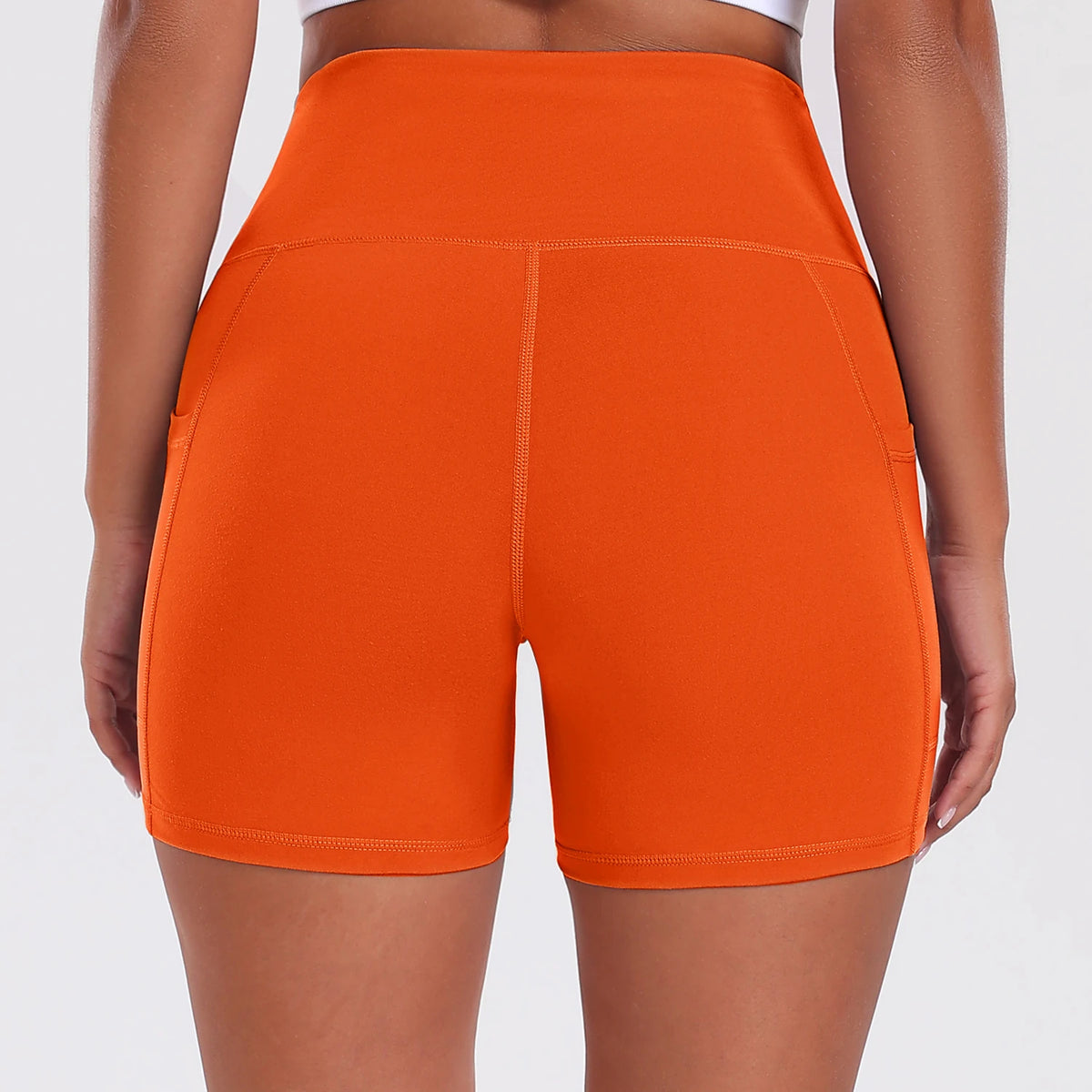 Yoga Shorts with Pockets for Women Tummy Control Workout Running Shorts Stretchy Workout Tight for Gym Casual Sportswear