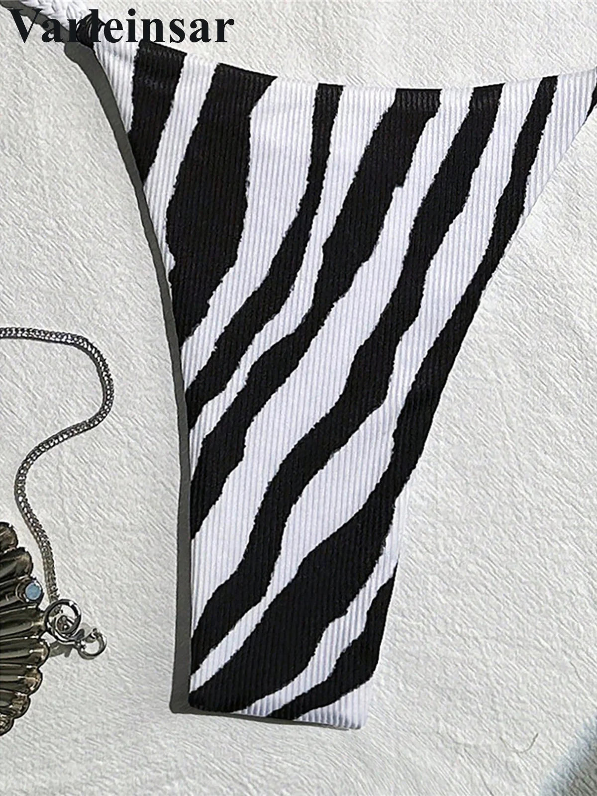 XS - L Zebra Design Halter Mini Thong Bikini Women Swimwear Female Swimsuit Two-pieces Bikini set Padded Bather Bathing Suit Swim