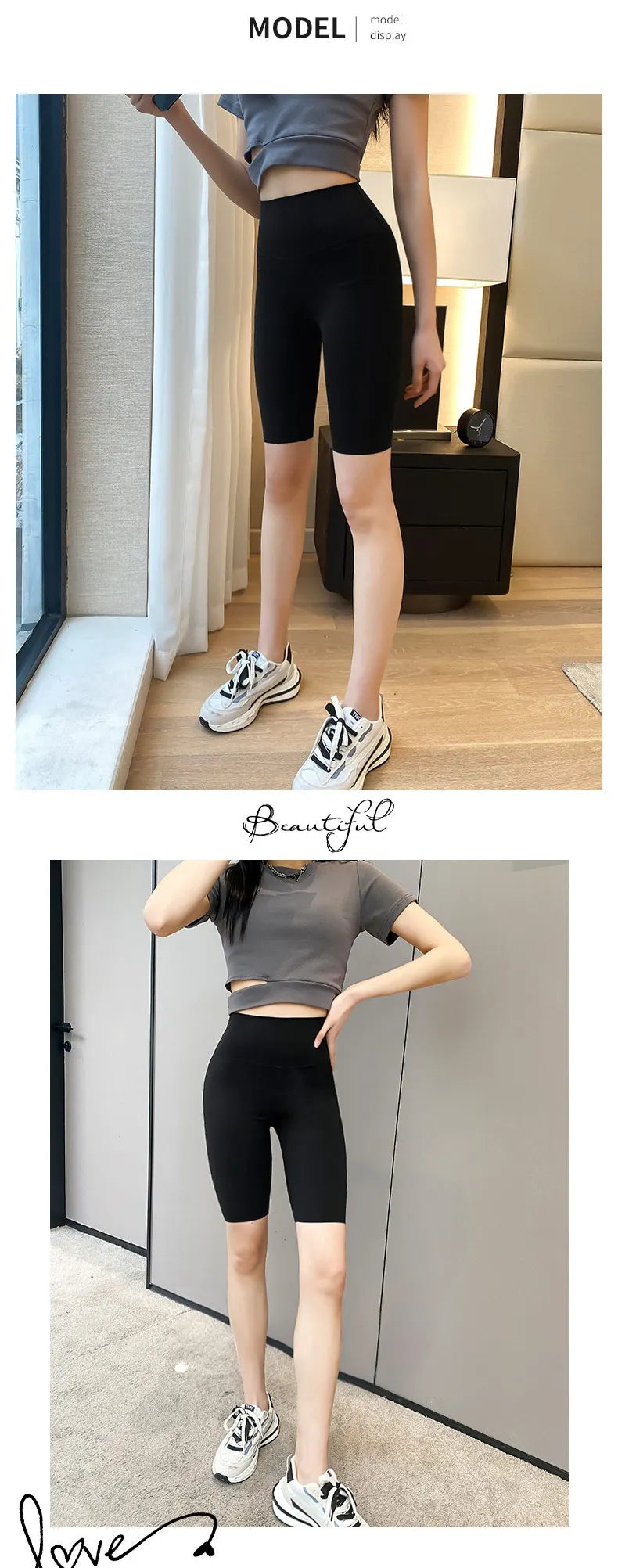 BIVIGAOS Summer Basic Cycling Shorts Women Casual Sharkskin Knee Length Short Legging High Waist Tight Sport Running Biker Short