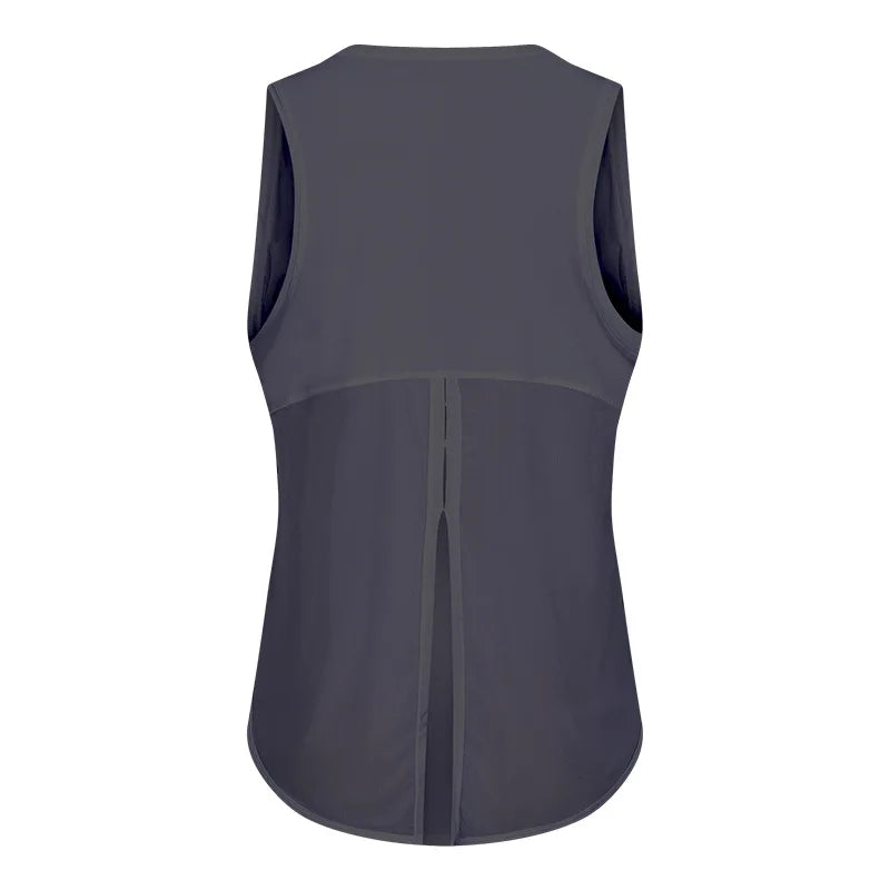 Women Summer  Open-Back Yoga Vest for  Loose-Fit and Moisture-Wicking Sleeveless   Running Fitness Shirt
