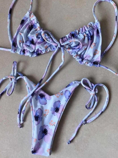 Ruffle Frilled Micro Thong Bikini Women Swimwear Female Swimsuit Two-pieces Bikini set String Bather Bathing Suit Swim