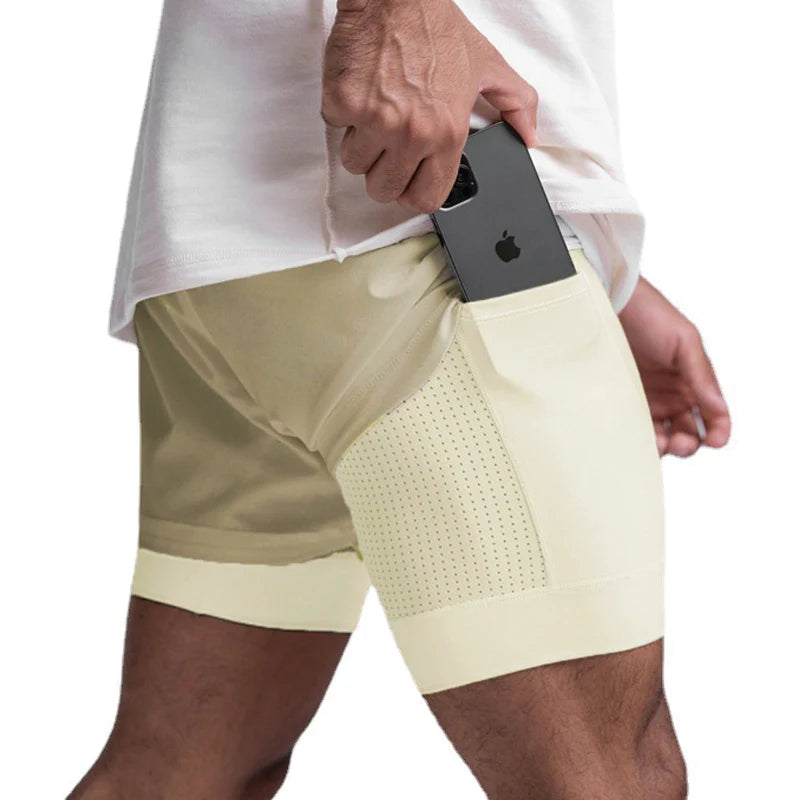 Running Shorts Men 2 In 1 Quick Dry Gym Shorts Double Deck Training Short Pants Fitness Workout Sport Jogging Summer Men Shorts