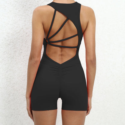 Pad Mental Lycra Gym Yoga Sets One Piece Jumpsuit Sport Women Workout Clothes Women Fitness Womens Outfits Active Suits
