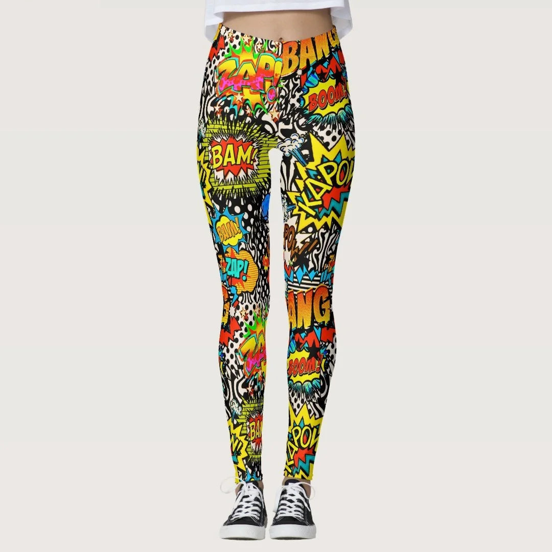 3D Geometric Graffiti Printed Women's Yoga Pants Fashion Running Fitness High Waist Leggings Outdoor Daily Sports Pant For Women