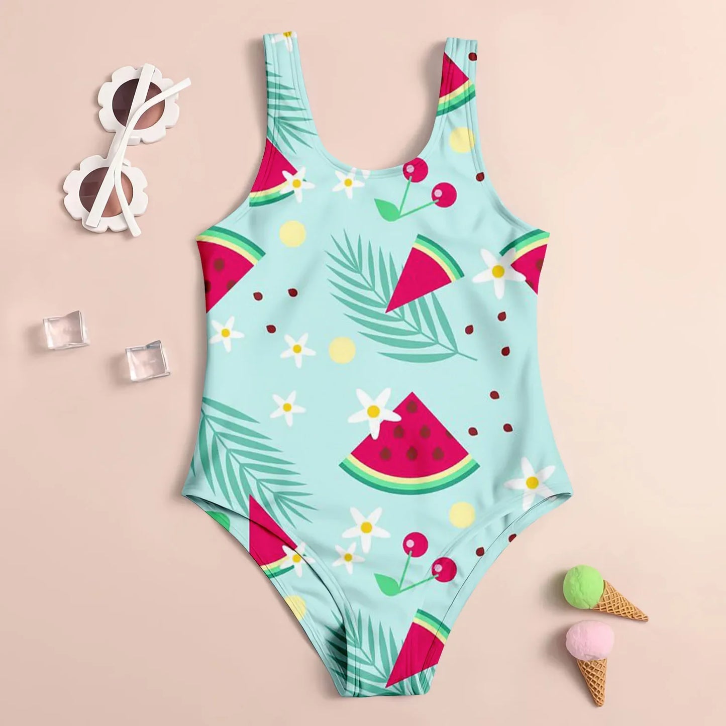 Summer Fashion Children's Swimsuit Cute 3D Printed Girl's Swimsuit Cartoon Trendy Beach Party Vacation Comfortable Diving Sports