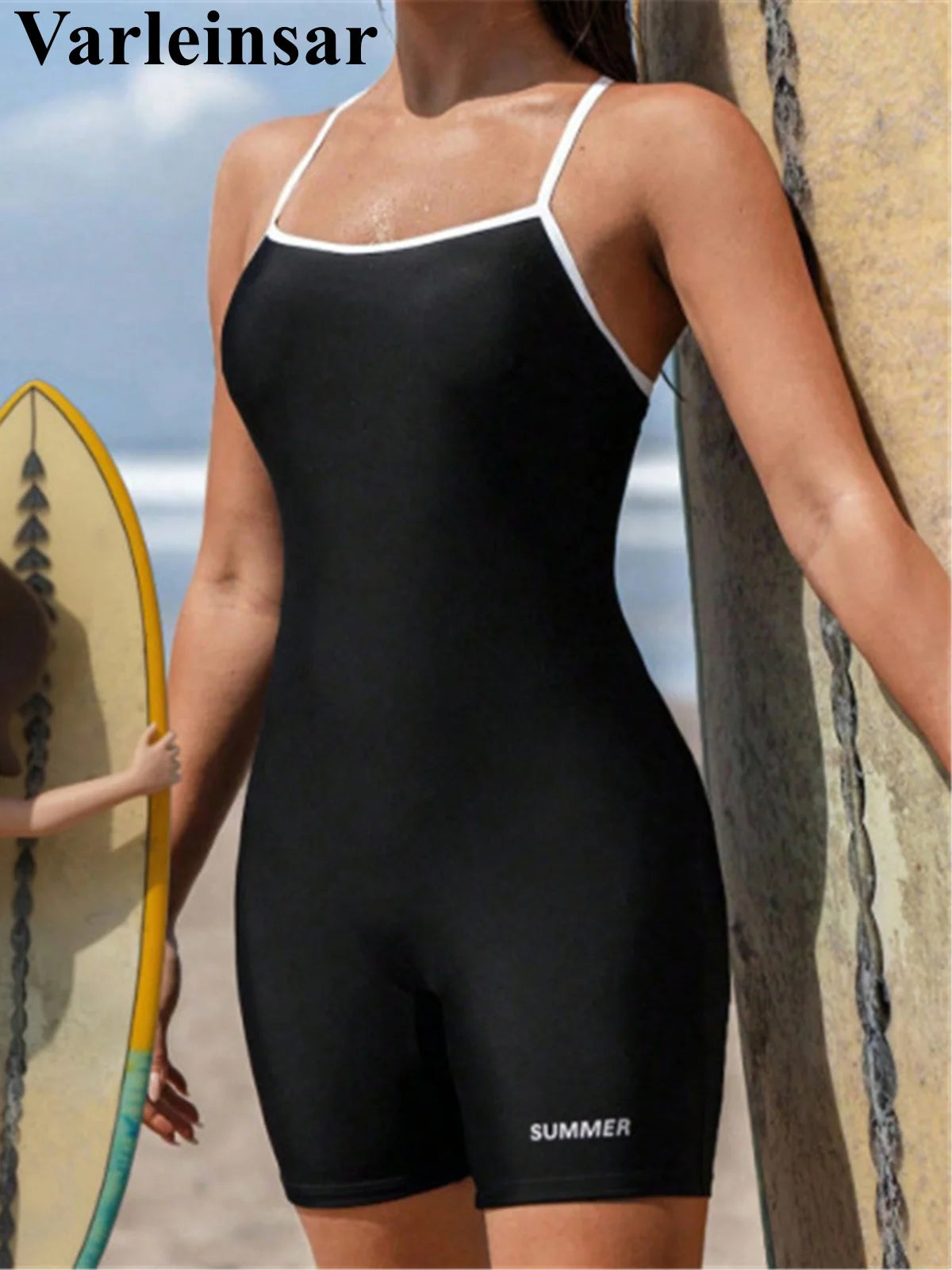 S - XL Cross Back Solid Surfing Suit Women Swimwear One Piece Swimsuit Female Shorts Padded Bather Bathing Suit Swim