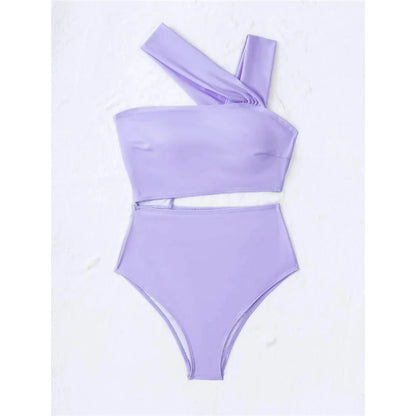 S - XL 13 Colors Asymmetric Cut Out One Piece Swimsuit Women Swimwear Female One Shoulder Padded Bather Bathing Suit Swim
