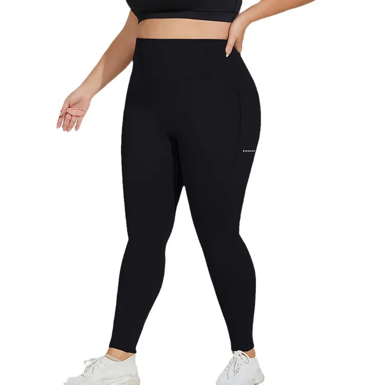 Women's High-Waisted Yoga Pants Plus Size Butt-Lifting Workout Leggings With Pockets Elastic Activewear For Gym & Running