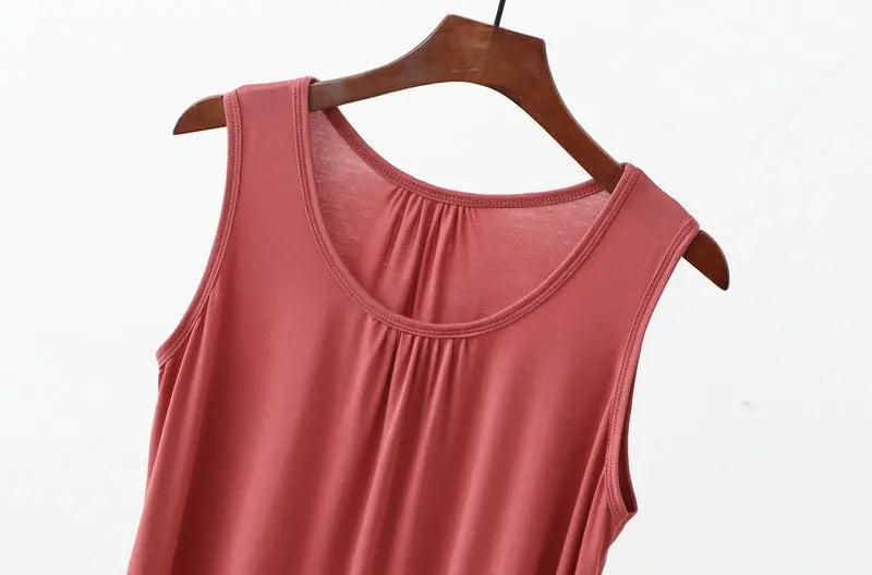 Large size Tank Tops Loose Folds Summer women Modal sleeveless Tshirts Solid color Homewear Top Bottoming Vest XL to 6XL