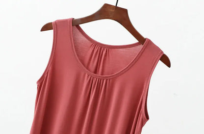 Large size Tank Tops Loose Folds Summer women Modal sleeveless Tshirts Solid color Homewear Top Bottoming Vest XL to 6XL
