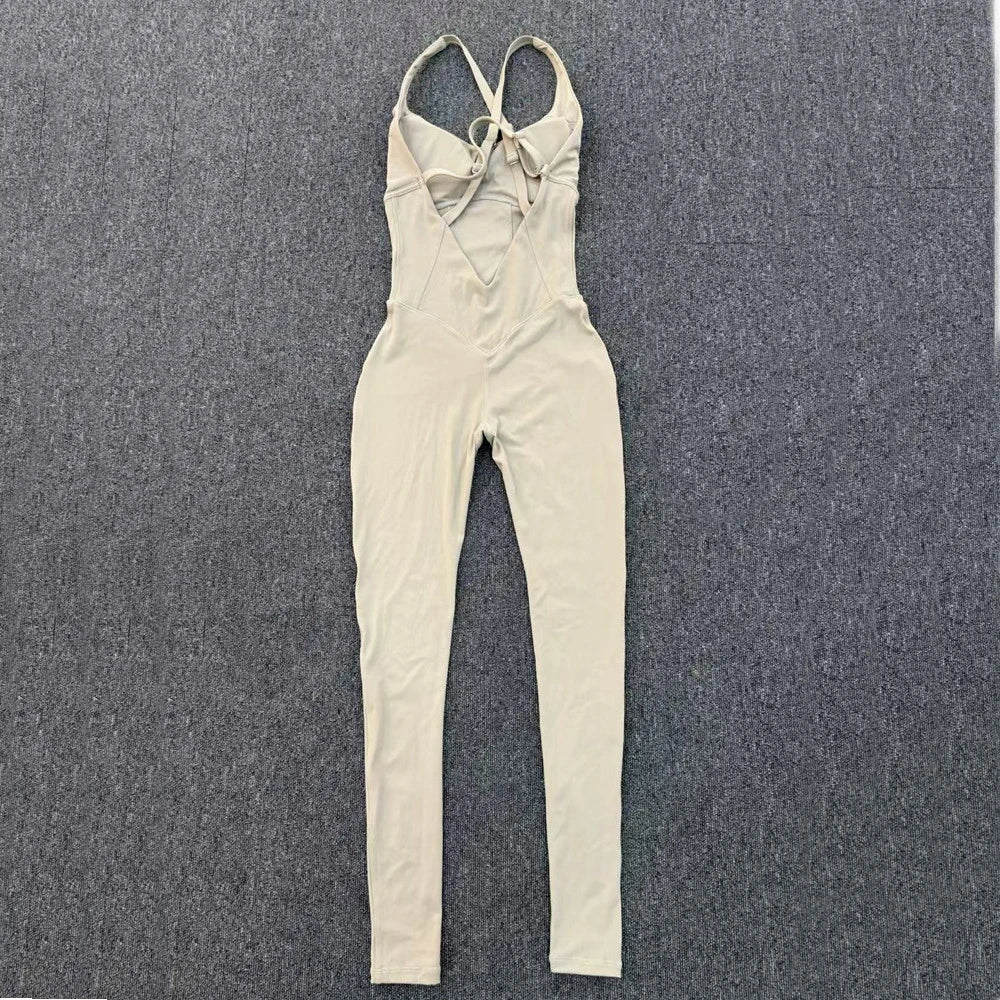 Women's Adjustable Cross-Back Workout Jumpsuit