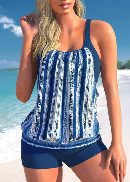 Women's Holiday Resort Style Swimwear Fashion Design Marble Print Swimsuit Two Piece Set S-6XL