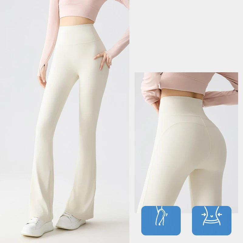 Spring Summer Micro Flared Sharkskin Leggings Women Tight Elastic Horseshoe Pants Sport Fitness Yoga Flared Pants