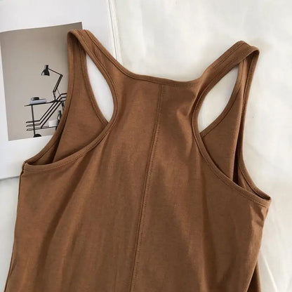 Irregular Tank Tops Summer O-neck Black Casual Sleeveless Tshirt Top Solid Color Loose Basic Camisole Female Fitness Sport Vest