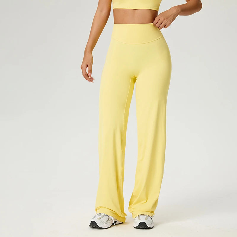 High Waist Straight-Leg Pants Ultra Soft Butter Fabric Women's High Elastic Yoga Pants Running Sport Trousers 8 Colors